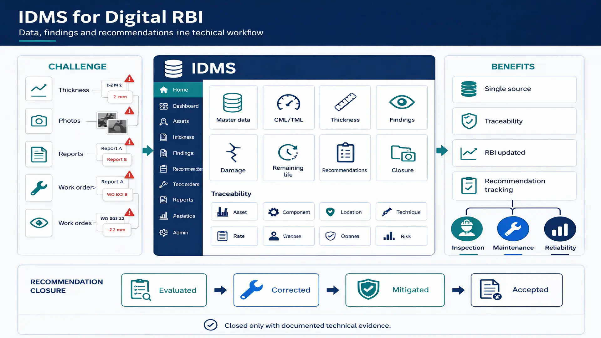 IDMS para RBI digital: datos, hallazgos y recomendaciones trazables