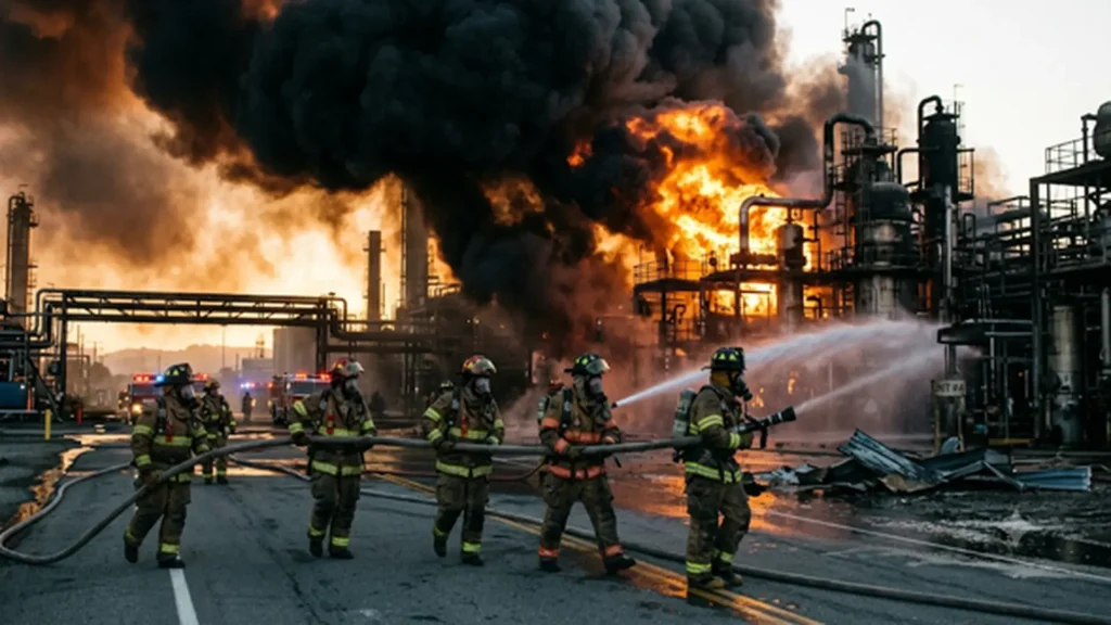 Imágenes del incidente ocurrido en la refinería Chevron Richmond en 2012.