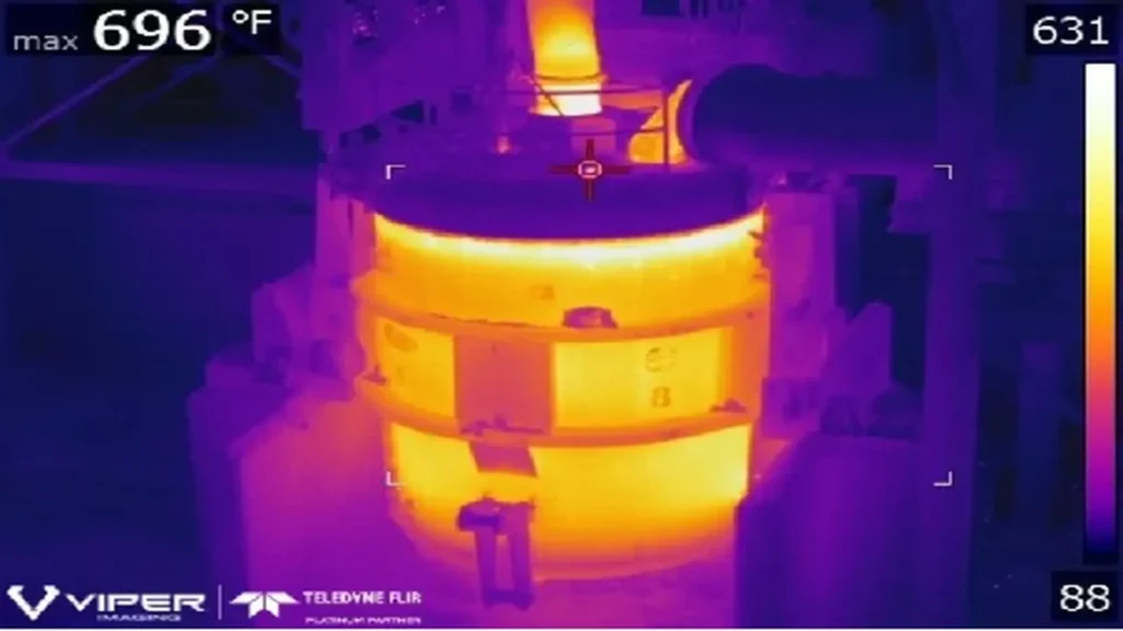 Monitoreo Térmico Continuo de una cuchara de colada con tecnología FLIR de Viper Imaging.