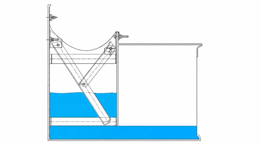 Representación de la sección transversal del sello primario COT1 tipo shoe plate, basada en la configuración técnica de COTESO.