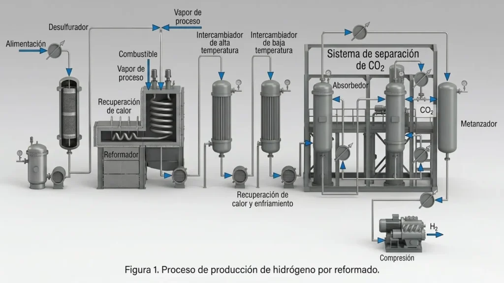 Proceso de producción de hidrógeno por reformado