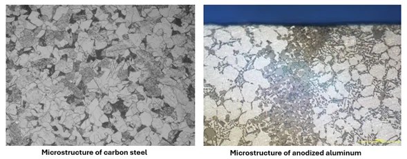 Microestructuras del acero al carbono y aluminio anodizado