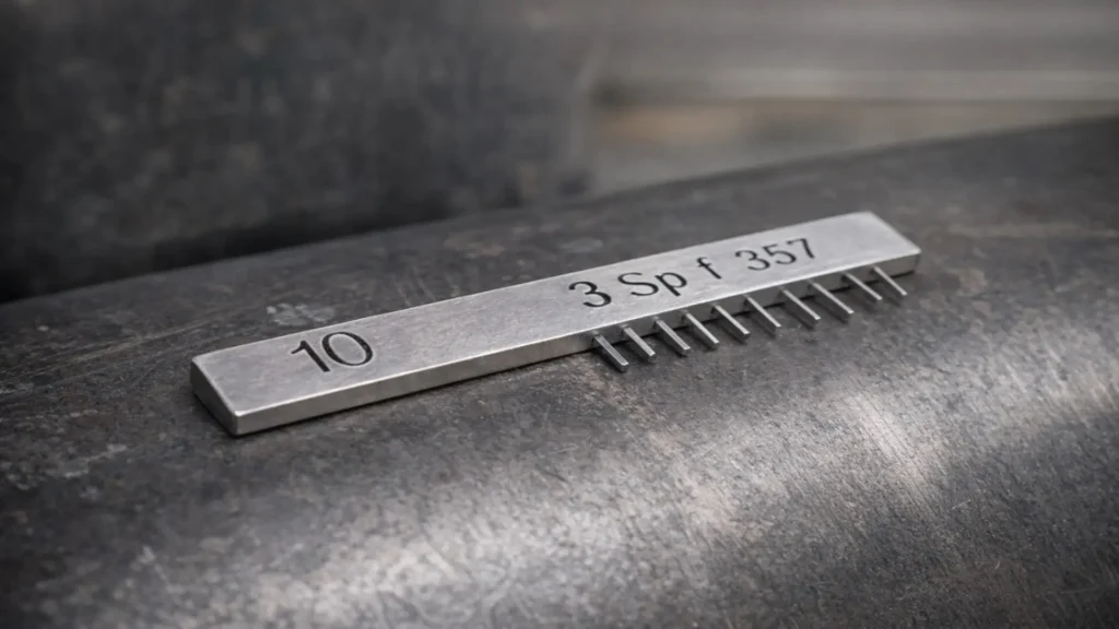 Image quality indicator (IQI) used in radiographic testing.