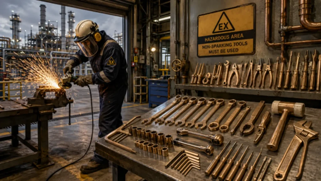 Non-sparking tools for safe work in explosive atmospheres.