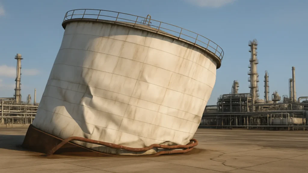 Figure 1. Storage tank with settlement problems.