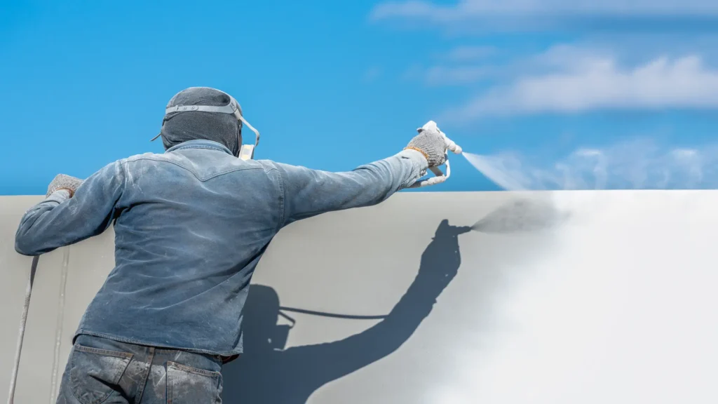 Protective coating applied to steel surface to prevent rust and corrosion formation.