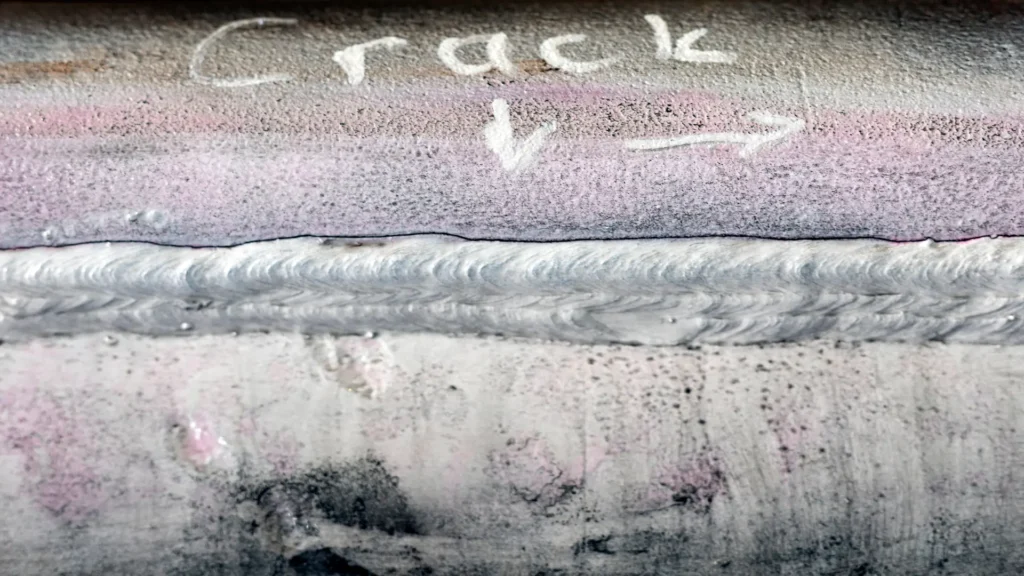 Figure 1: Longitudinal crack in the heat-affected zone (HAZ).