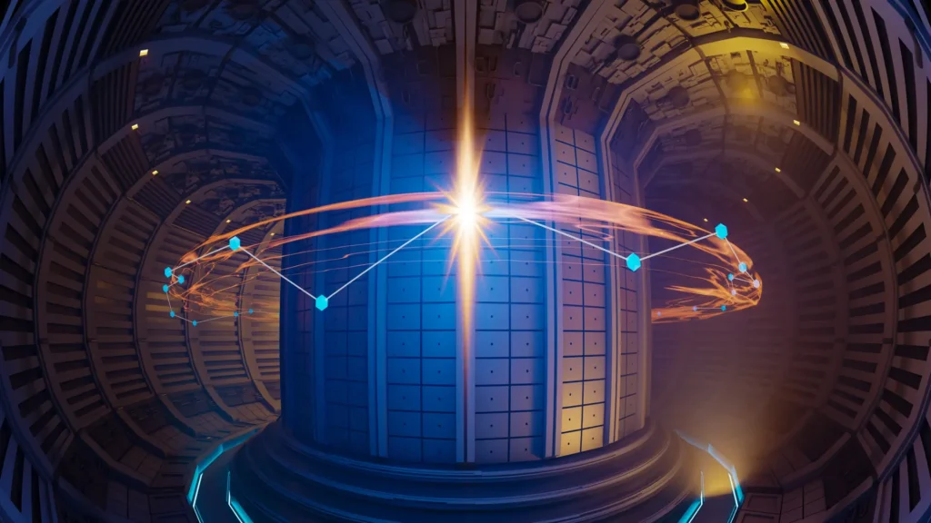 Conceptual illustration of Tokamak nuclear fusion reactor.