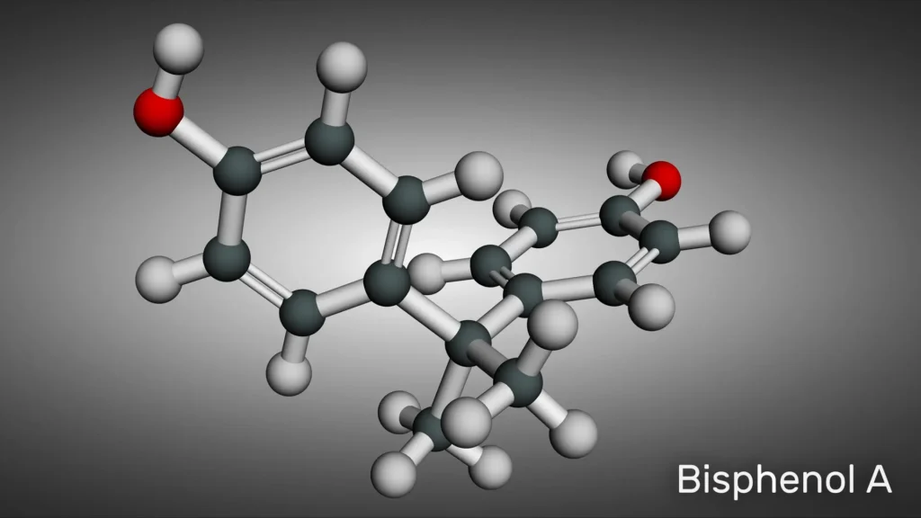 Polymeric molecular structure of bisphenol A.