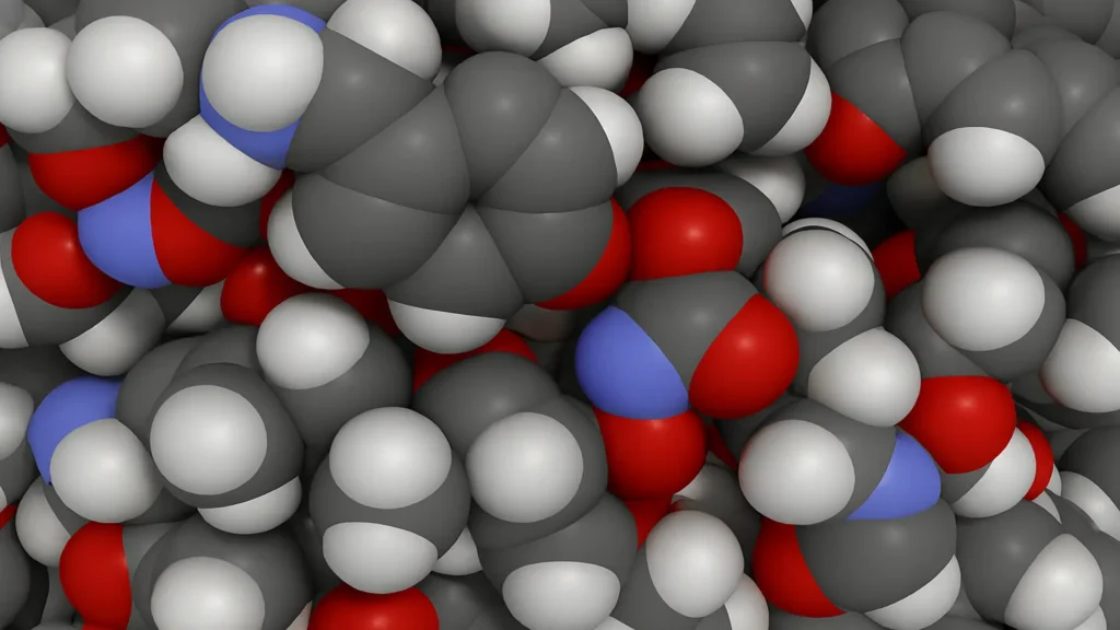 Molécula de plástico de poliuretano (PU), estructura química.