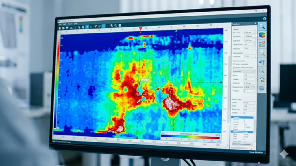 2d corrosion map with traceable data in industrial software.