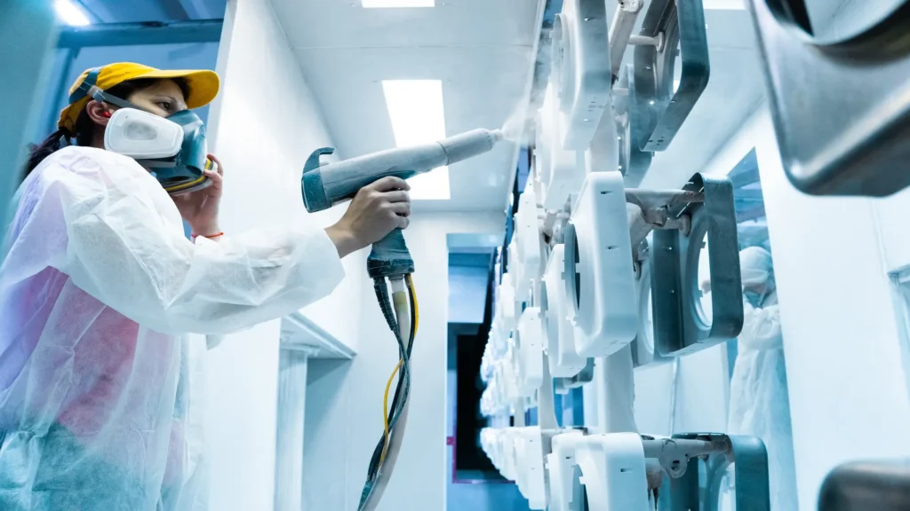 Protective coating applied to steel surface to prevent rust and corrosion formation.