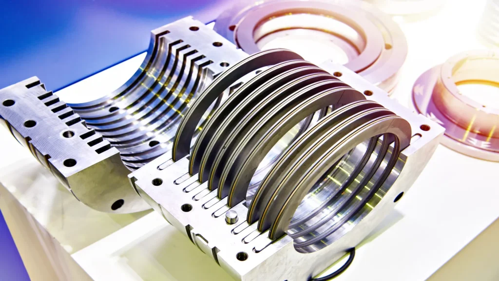 Mechanical seal parts for natural gas compressors and blowers.