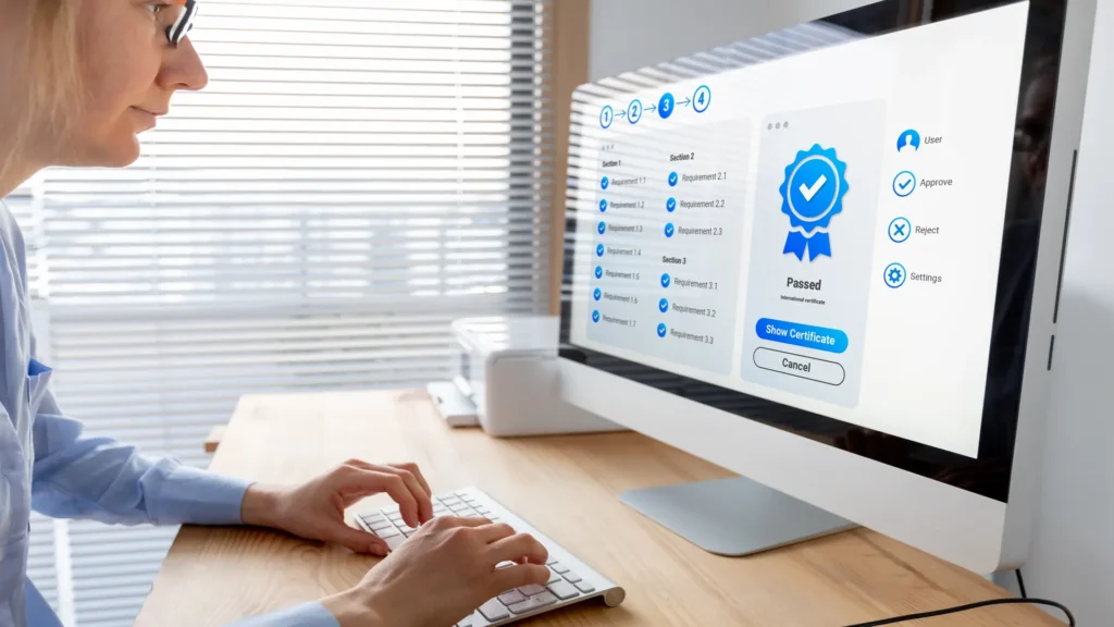 Audit for ISO certification: control, quality, and regulatory compliance.