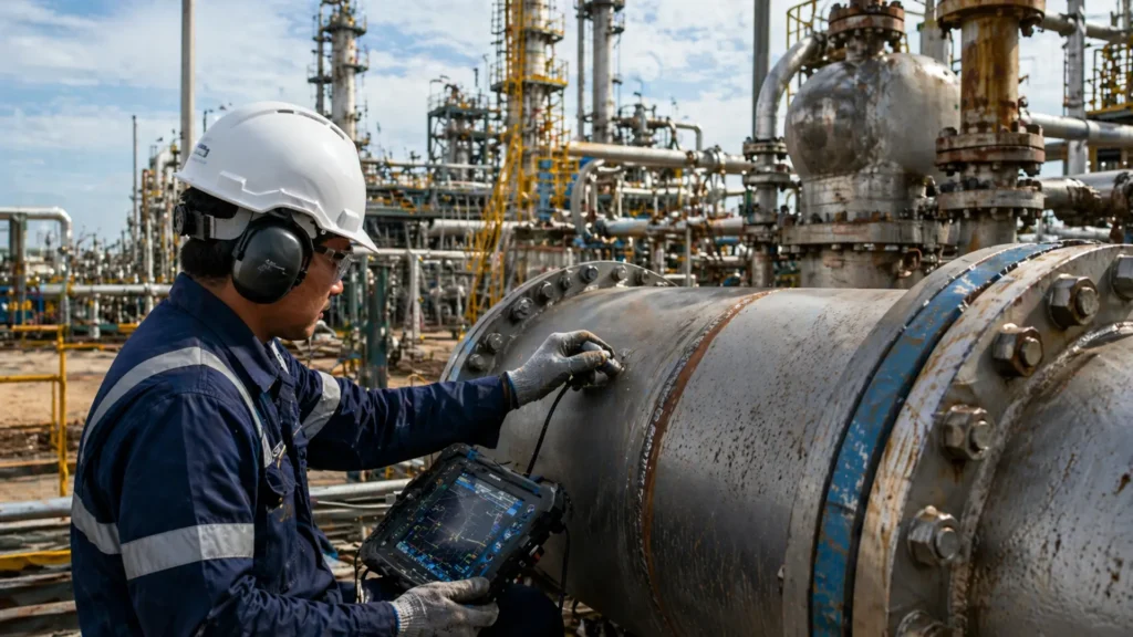 Aplicación de certificación NDT en inspección industrial de tuberías y equipos
