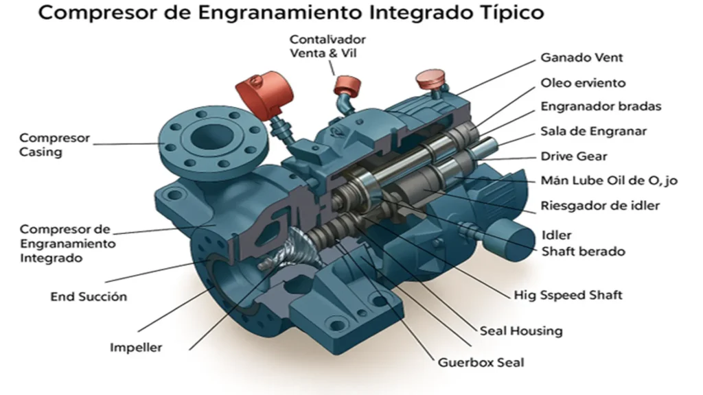 Compresor de engranajes integrados.