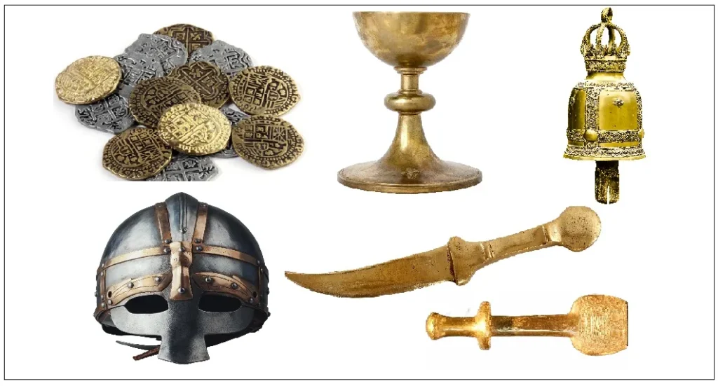 Corrosión metálica: Objetos metálicos elaborados en oro, plata y bronce, de las primeras civilizaciones previos al hierro.