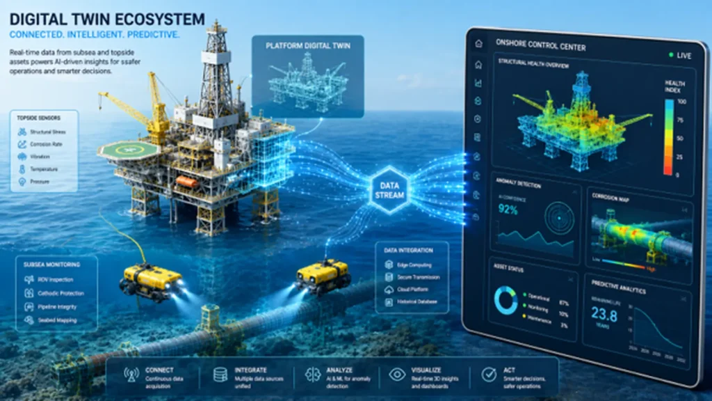 Data flow from robotic NDT sensors to asset management platforms.