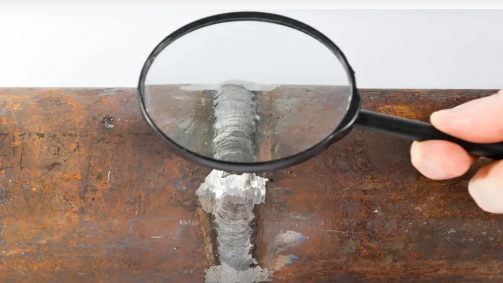 Figure 4: Visual inspection of soldering assisted with magnifying glass.