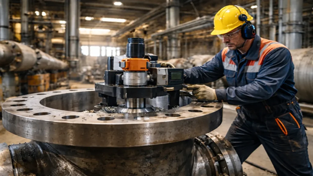 Field machining: Flange facing according to ASME B16.5