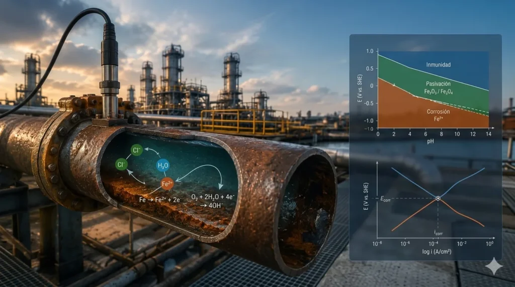 Thermodynamics and kinetics in industrial electrochemical corrosion