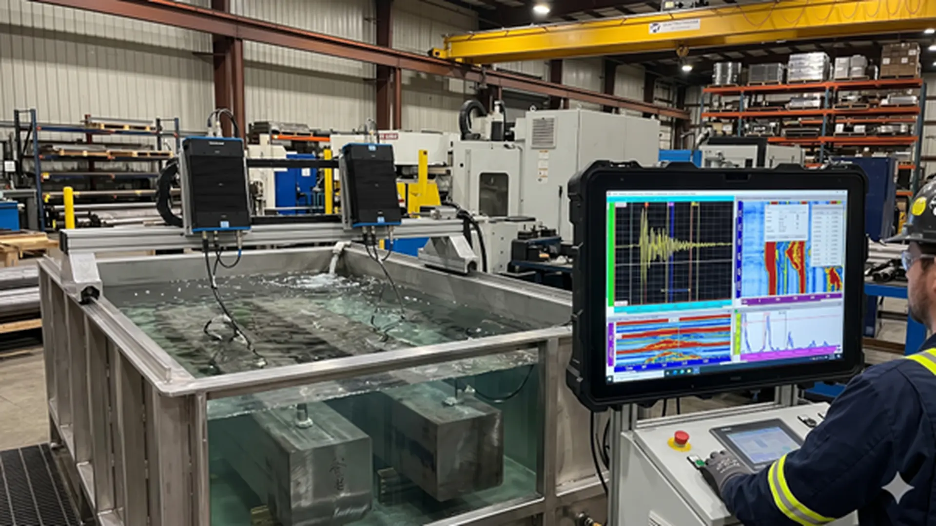 Immersion inspection for bars, billets and critical parts