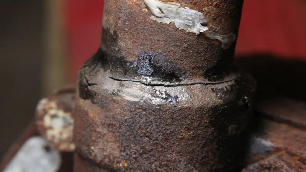 Sulfide stress cracking (SSC) in carbon steel.