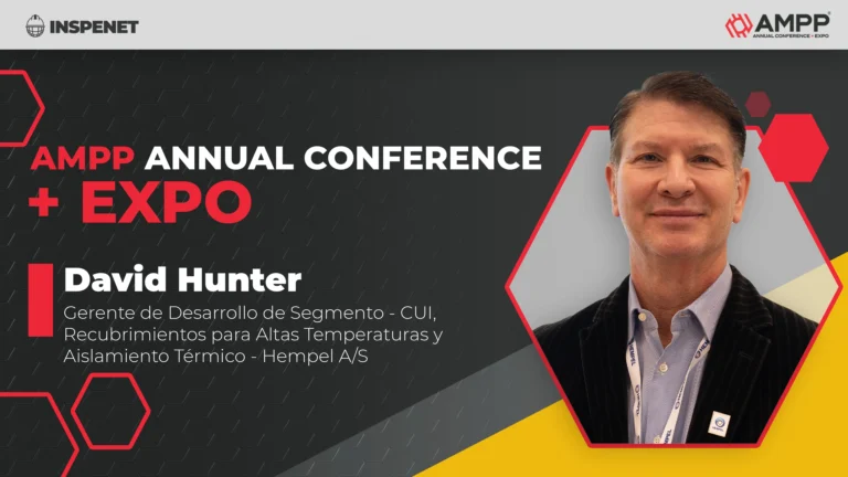 David Hunter en AMPP 2026 hablando sobre recubrimientos industriales.