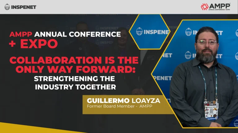 Guillermo Loayza at AMPP Annual Conference + Expo 2026 during an interview about collaboration and strengthening the industry.