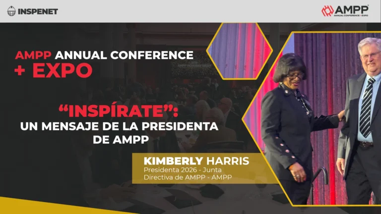AMPP 2026 Annual Conference + Expo con Kimberly Harris destacando su mensaje de inspiración como presidenta de AMPP.