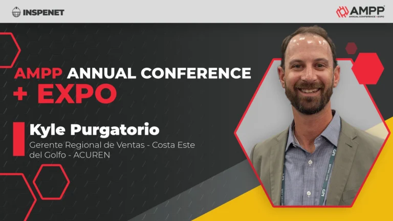 Kyle Purgatorio de Acuren en AMPP Annual Conference Expo 2026 hablando sobre inspección industrial.