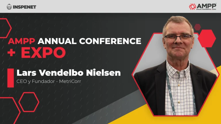 Banner del AMPP 2026 con Lars Vendelbo Nielsen, CEO de MetriCorr.