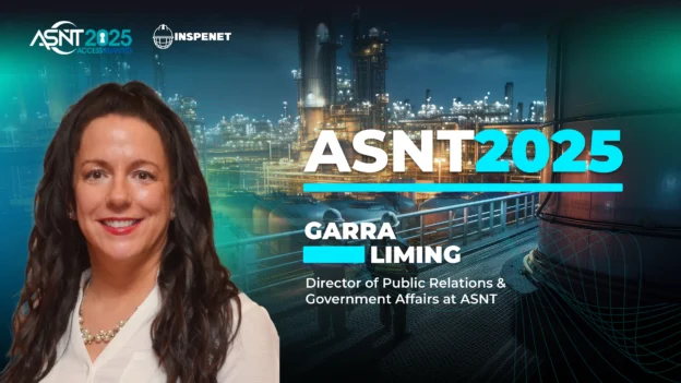Garra Liming, director of ASNT, in a promotional image of the ASNT 2025 event on non-destructive testing.