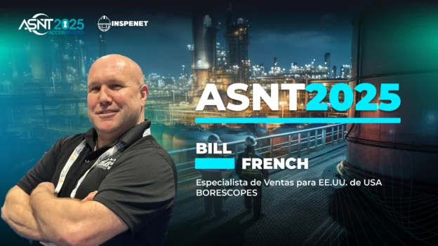 Bill French, especialista de ventas para EE. UU. en USA Borescopes, participa en el evento ASNT 2025.