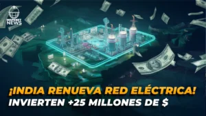 Ilustración digital de una red eléctrica moderna en India con inversión inicial de 25 millones de dólares.