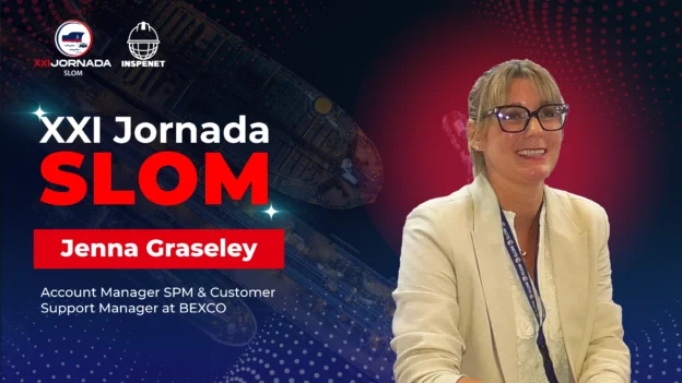 Jenna Graseley, during the 21st SLOM Conference, where she shared the company's strategy as a provider of mooring and lifting solutions.