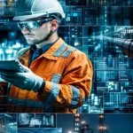 Ingeniero con tablet supervisa procesos digitales avanzados en instalaciones industriales, reflejando innovación tecnológica en el sector energético.