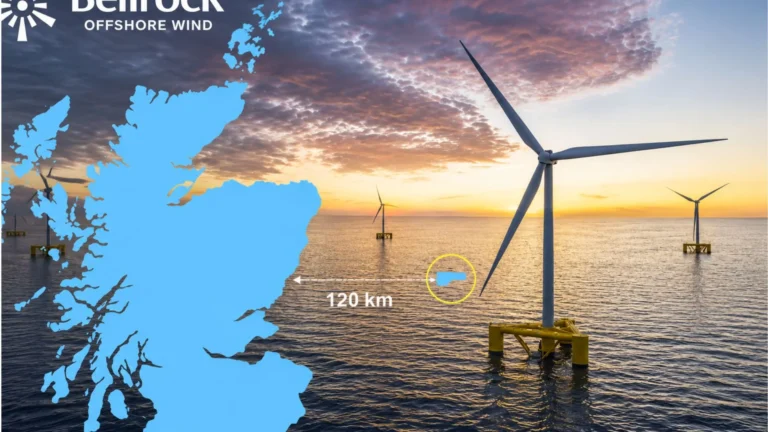 Parque eólico marino flotante Bellrock frente a Escocia, donde Aker Solutions estudiará la infraestructura eléctrica del proyecto.
