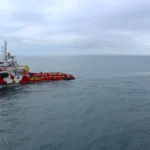 Buque offshore durante operaciones de exploración sísmica y monitoreo de yacimientos de Shearwater en Guyana.