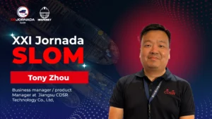 Tony Zhou, during the 21st SLOM 2025 Conference, where he presented the company's vision on the use and development of marine hoses for the offshore industry in Latin America.