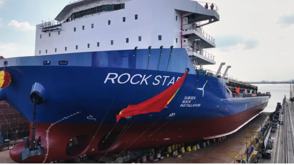 CSL OWL SRI launches the MV Rock Star, an underwater rock installation vessel