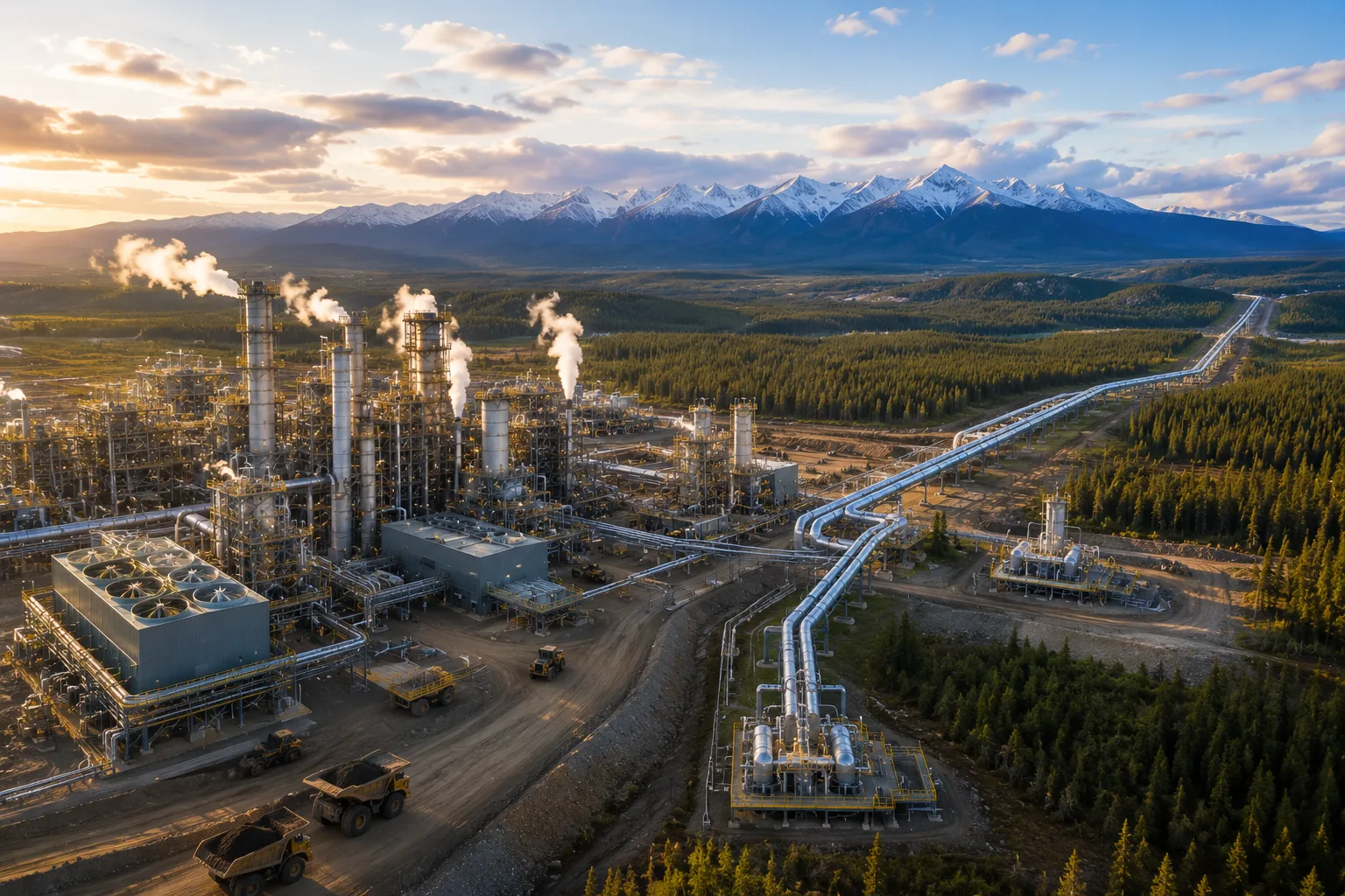 Captura de carbono en Canadá integrada a una planta de arenas petrolíferas mediante infraestructura de transporte de CO₂ y sistemas industriales de descarbonización.