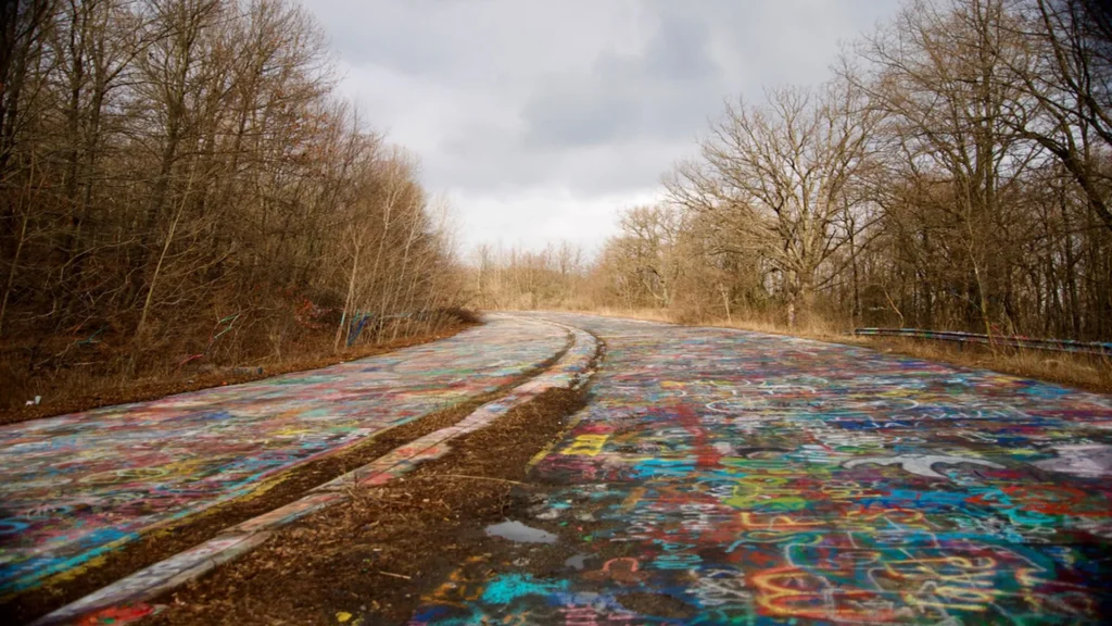 Calle de Centralia que arde en llamas