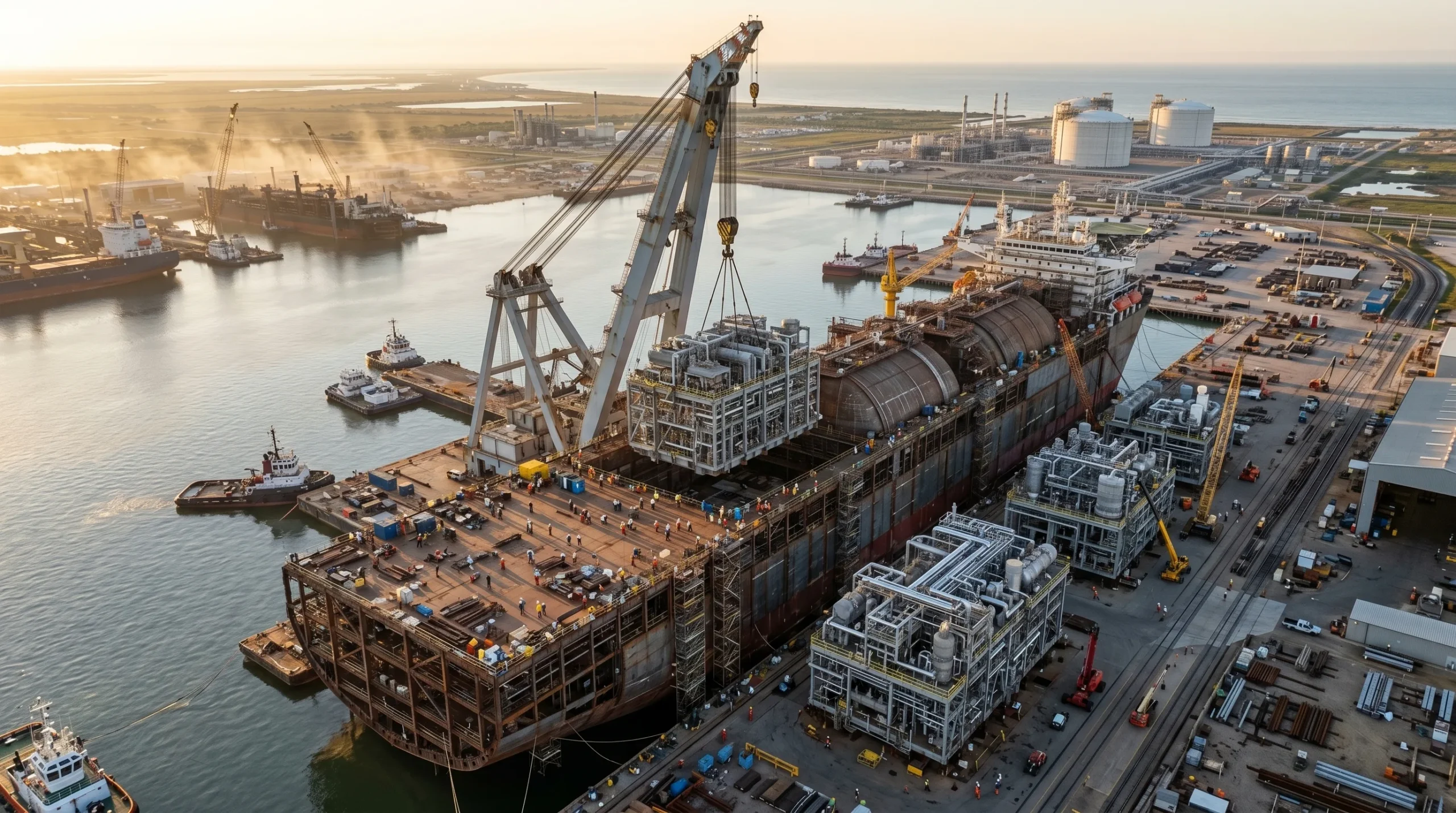 Delfin FLNG en fase de construcción tras la aprobación de la FID para el primer proyecto flotante de GNL en Estados Unidos