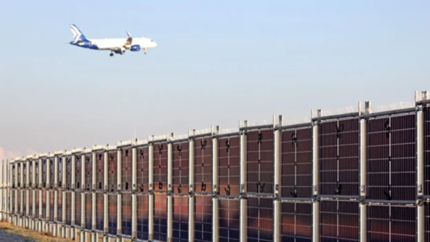 El aeropuerto de Fráncfort lanza sistema solar vertical en su pista