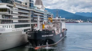 The first cruise ship refueled with LNG at the port of Vancouver