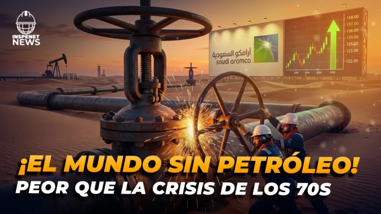 Infraestructura petrolera vinculada al Estrecho de Ormuz con tuberías y operarios en contexto de crisis de petróleo y gas.