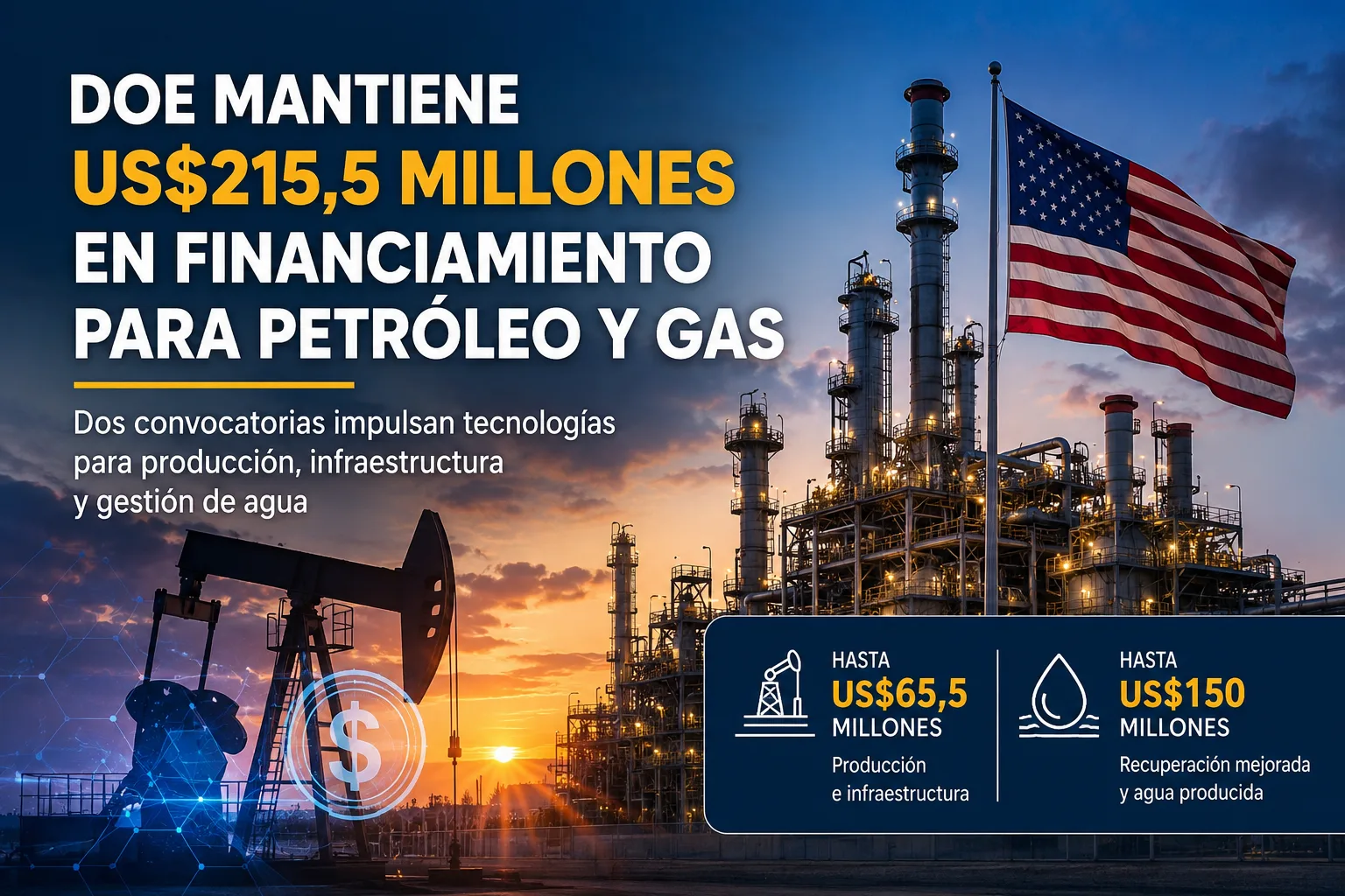 Financiamiento para petróleo y gas del DOE por US$215,5 millones