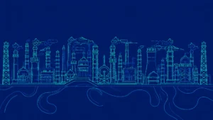 Futuristic refinery in neon lines. THE ASSET NO ALGORITHM CAN REPLACE