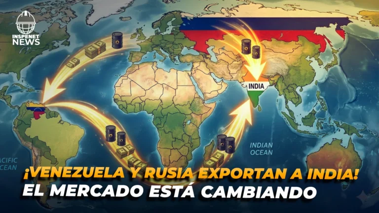 Petróleo venezolano y ruso exportado a India en mapa del mercado petrolero global.